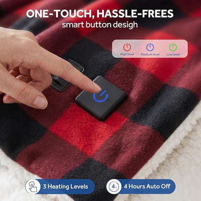 Sealy 12-Volt Heated Car Blanket, Portable Electric Blanket with 3 Heating Levels & 4 Hours Auto Off for Car, Truck, SUV, RV or Camping, Machine Washable, 59" X 43", Plaid