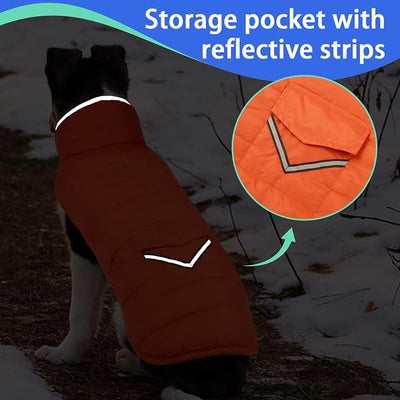 MIGOHI Warm Dog Coat - Winter Dog Jacket, Reflective Windproof Fleece Vest with Leash Hole and Furry Collar, Orange,3XL