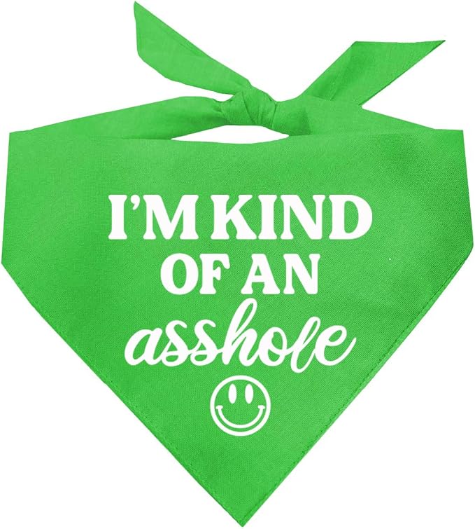 I'm Kind of an A (Problem) Dog Bandana | 100% Cotton Adjustable Triangle | Made in USA | Do Not Pet | Funny Warning for Reactive or Moody Dogs |Lime, One Size (31)