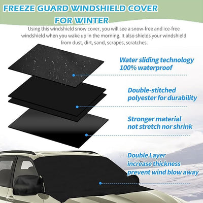Windshield Cover for Ice and Snow for 1996-2024 2025 2026 GMC Savana Van/Chevy Express Accessories Enhanced Waterproof Passenger & Cargo All Weather Windshield Frost Cover for Savana Van for Winter