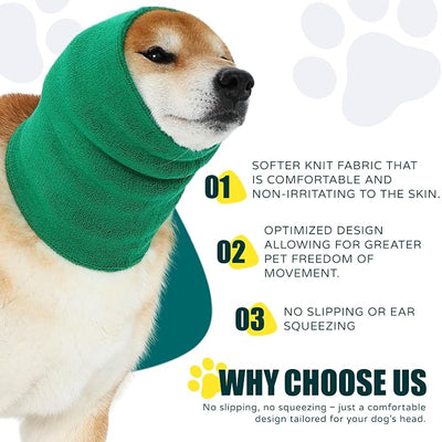 Dog Calming Hoodie Quiet Head Cover Sleeves Double Layer Thickened Dog Ear Muffs Noise Protection,Dog Hematoma Ear Wrap, Dog Headband for Anxiety Relief for Bath, Thunderstorms
