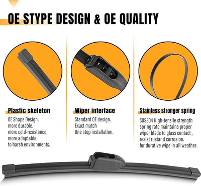 AUTOBOO 12 Inch Rear Wiper Blade for Replacement Kia Niro 2022 2021 2020 2019 2018 2017 Jaguar F-Pace 2024-2017-BACK Windshield Wiper Blade -Original Factory Quality (Pack of 1)