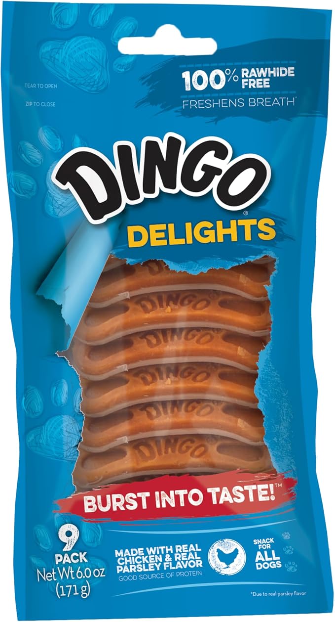 Delights 100% Rawhide Free Dog Treat Made with Real Chicken for Small, Medium, and Large Dogs 9-Count
