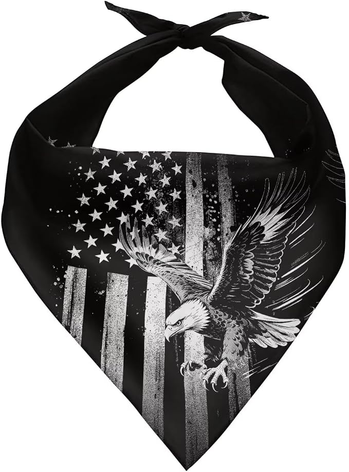 American Flag Dog Bandana Reversible Washable Pet Scarf Dog Bib Adjustable Holiday Party Pets Triangle Bibs, American Flag Patriotic Eagle