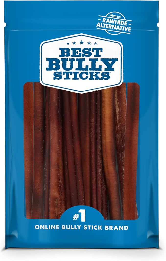 12 Inch Bully Sticks for Dogs - 10 Count (Pack of 1) - Natural, Easily Digestible, 100% Grass-Fed Beef, Grain and Rawhide Free