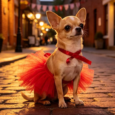Dog Tutu Tulle Dress for Dogs Small Large Medium Puppy Dress Ballerina Costume Skirt for Holiday Puppy Cats Bunny Pet Outfit 4th of July Party Photo Prop Supplies (Red, Large)