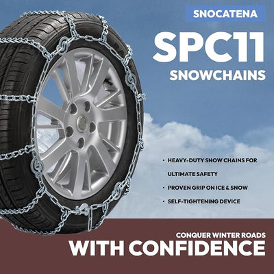 Snow Chains for Car Tires, Tire Chains for Pickups, SUVs, and Light Trucks, Quick Fit & Easy Installation, Reusable CAM Tightener for Emergency Tire Traction, Set of 2
