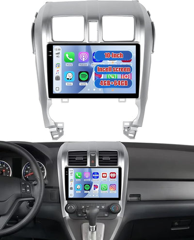 10.1 Inches for Honda CRV 2007-2011 4+64GB Android 15 Car Radio Wireless Carplay Android Auto, Realdio 1280 * 720P in-Cell Touch Screen WiFi Bluetooth5.0 GPS FM/RDS EQ Backup Camera MIC