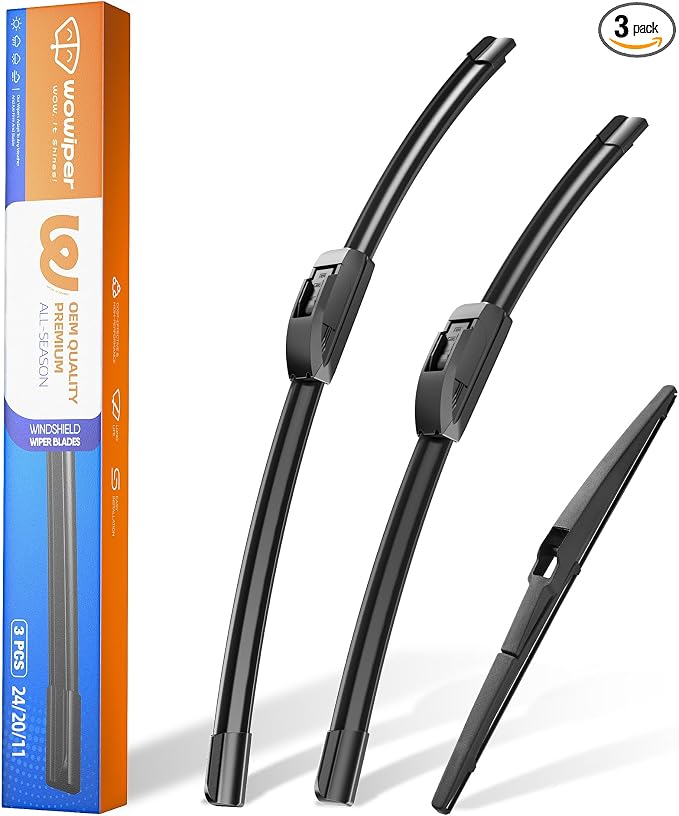 24"+20" Windshield Wiper Blades with 11" Rear Wiper Replacement for Kia Sorento 2011 2012 2013 2014 2015/Kia Soul 2010-2015 2016 2017 2018 2019-OEM Quality All-Weather J Hook Wipers(Set of 3)