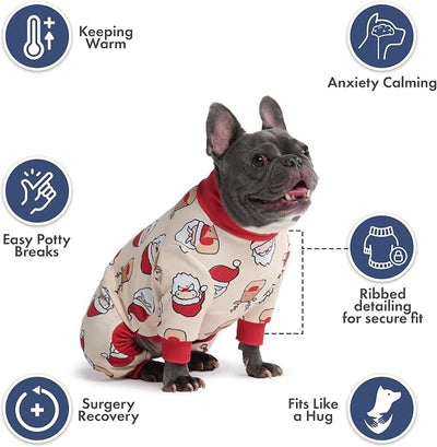 Spark Paws Dog Christmas Pajama, Dog Recovery Suit Male, Onesie, Ultra-Soft and 4-Way Stretch, for Small Medium and Large Breeds - Santa and Rudolph - 3XL