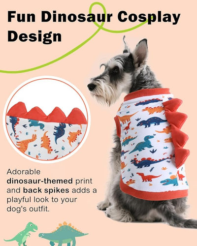 CuteBone Dinosaur Costume Dog Shirt, Stretchy Velvet T-Shirt Clothes for Small Dogs, Soft & Breathable Pet Tee Outfit Cat Apparel for Daily Wear, Cozy Pullover Design Puppy Fashion COSBX02S