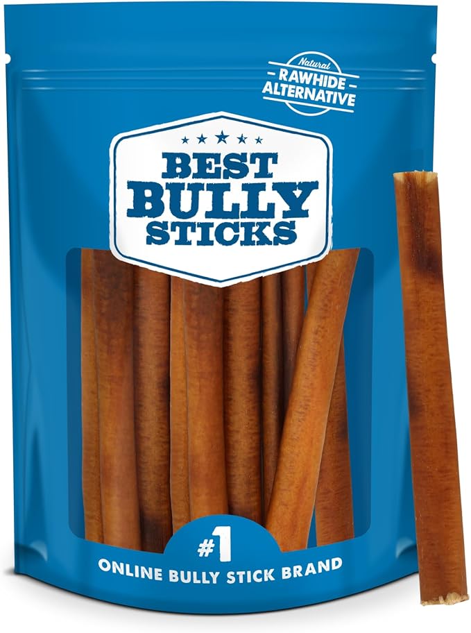 Best Bully Sticks 6 Inch Bully Sticks for Dogs - 8 oz (Pack of 1) - Natural Grass-Fed Dog Treats Large Breed, Grain and Rawhide-Free, Perfect for Medium or Large Canines