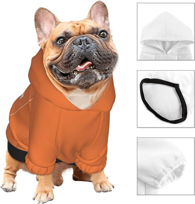 Dog Clothes, Custom Dog Hooded Sweatshirt, Personalized Pet Costume Robe Shirt with Text/Image/Club Name/Pet Shop Logo for Small Medium Large Dogs and Cats, Orange, XL