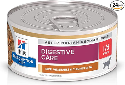 Hill's Prescription Diet i/d Stress Digestive Care Wet Dog Food, Rice, Vegetable, & Chicken Stew, 5.5 oz. Cans, 24-Pack