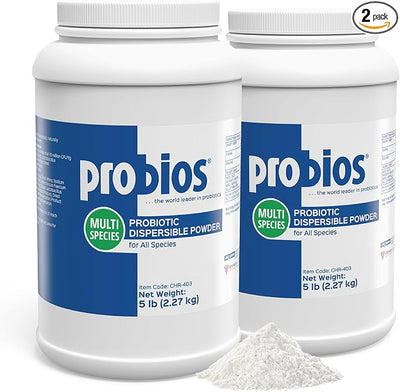 Probios Digestive Support Probiotic for Dogs, Horses, Cats, Gut Health Powder for All Species, Daily Supplement for Digestion Immune Support, 5lbs (Pack of 2)