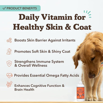 Natural Dog Company Skin & Coat Oil, Supports Joint Health, Boost Immunity, Fish Oil Supplement and Food Topper, 16 oz.