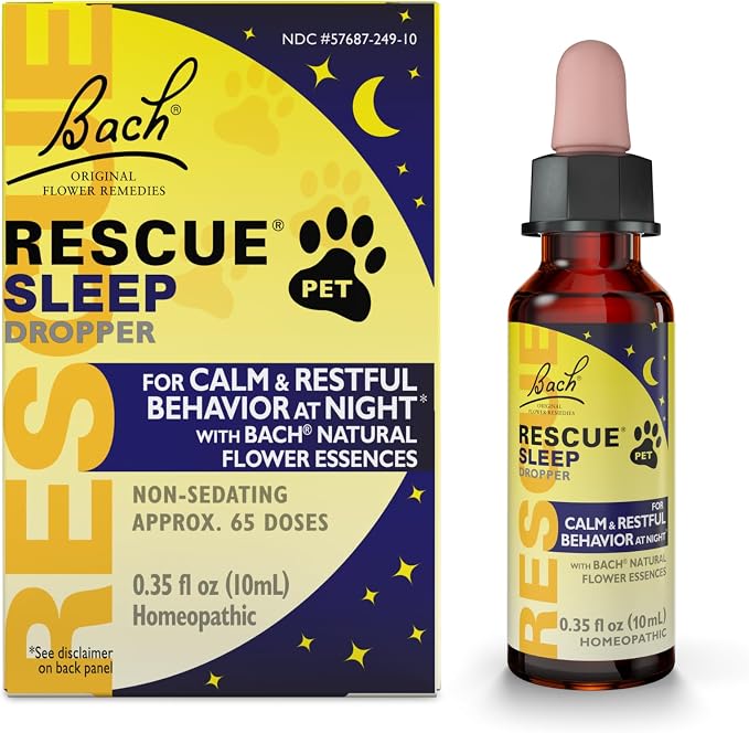 Pet Sleep Dropper - 10 mL - Sleep Aid for Dogs & Cats with Bach Natural Flower Essences - Sedative-Free, Homeopathic Liquid Formula - For All Breeds, Ages & Weights