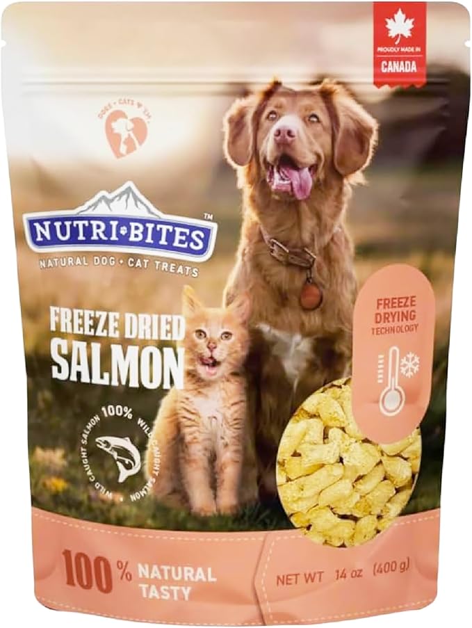 Freeze Dried Salmon Dog & Cat Treats, 14oz | Healthy Pet Training Treats or Food Topper | All Natural, 1 Single Animal Protein, High Protein