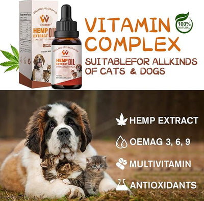 2-Pack, Неmp Oil for Dogs & Cats, Calming Drops Dog Relaxants, Helps Pets with Anxiеty Strеss Slеep & Hip Joints & Αrthritis Sеizures Rеlief, Organic Pet Неmp Oil Drops