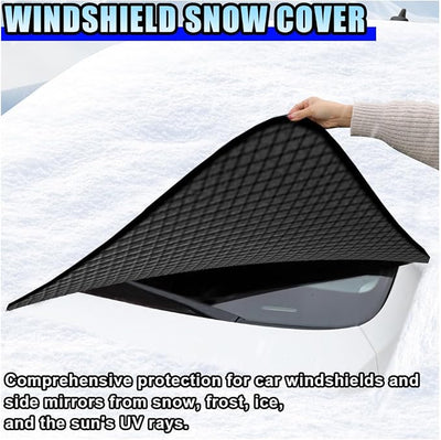 Car Windshield Ice Snow Cover with Magnetic Edges, Heavy Duty Oxford Fabric Windscreen Protector Cover with Side Mirror Covers, Winter Waterproof Frost Cover for Car Truck SUV RV (Green)