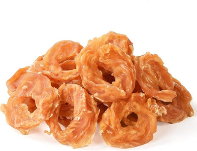 Pawmate Dog Treats Chicken Jerky Rings, Rawhide-Free Grain-Free Real Dried Tenders Natural Chicken Breast Dog Chewy Training Snacks for Small Medium Large Dogs Large Pack, 10.6 oz