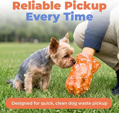 Best Pet Supplies Dog Poop Bags for Waste Refuse Cleanup, Doggy Roll Replacements for Outdoor Puppy Walking and Travel, Leak Proof and Tear Resistant, Thick Plastic - Orange, 150 Bags