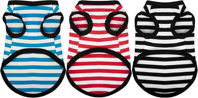 3 Pieces Striped Dog Shirt Light Color Cotton Sleeveless Puppy Shirts Breathable Pet Apparel Tank Top Colorful Puppy Sweatshirt Clothes for Small Medium Dogs XXS