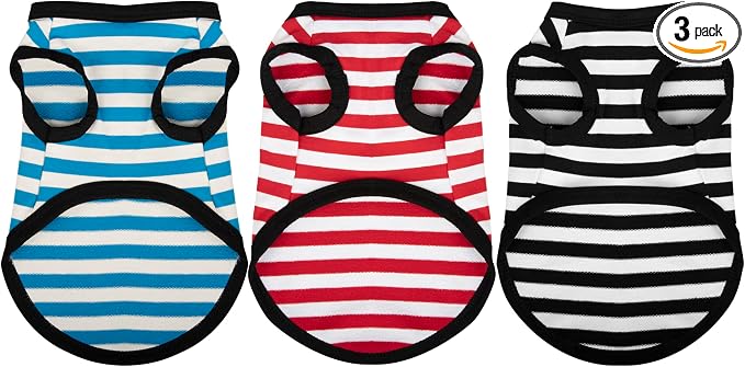 3 Pieces Dog Striped Shirt Light Color Cotton Sleeveless Puppy Shirts Breathable Pet Apparel Tank Top Colorful Puppy Sweatshirt Clothes for Small Medium Dogs XL