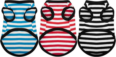 Paiaite 3 Pieces Dog Striped Shirt Light Color Cotton Sleeveless Puppy Pet Shirts Breathable Apparel Tank Top Colorful Puppy Sweatshirt Clothes for Small Medium Dogs 3XL