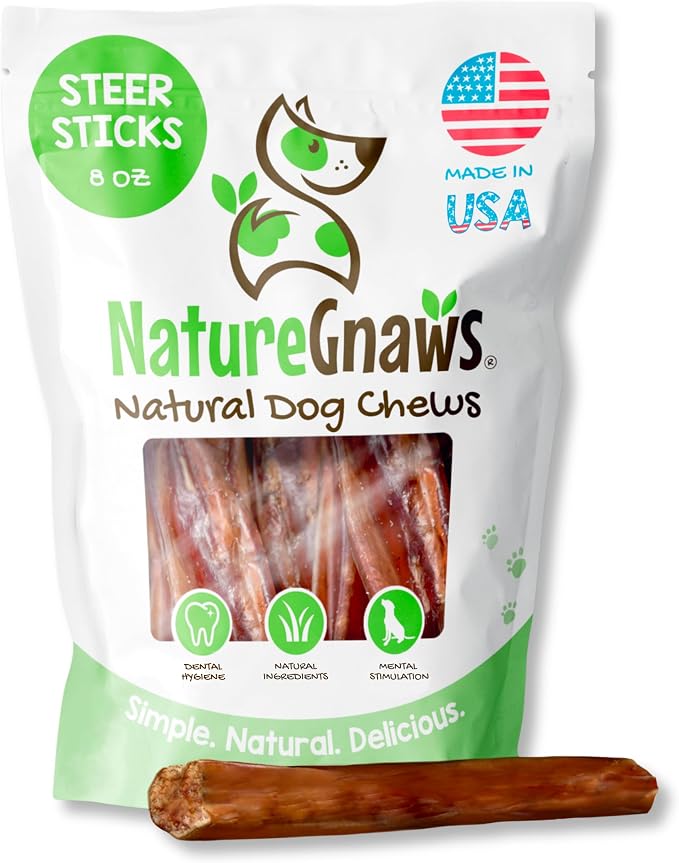 USA Steer Sticks for Dogs 5-7" (8oz) - Mixed Thickness - Long Lasting for Aggressive Chewers and Large Dogs - Natural Beef Bully Dog Chew Bones