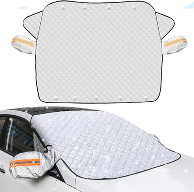 4-Layer Magnetic Windshield Cover for Car, Universal Windshield Frost Protector Cover with Side Window and Rearview Mirror Protector, for Most Cars, SUV, Truck (for SUV/MVP)