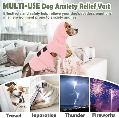 KOESON Soft Dog Anxiety Calming Hoodie with Ear Cover, Breathable Thunder Jacket for Large Dogs, Comfort Dog Anxiety Relief Wrap for Separation, Thunder, Fireworks, Travel, Pink XL