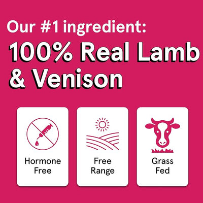 TRMC Real Meat Dog Treats - Two 12oz Bag of Bite-Sized Air-Dried Lamb & Venison Jerky for Dogs - Grain-Free Jerky Dog Treats with 95% All-Natural, Free-Range, Grass Fed Lamb & Venison