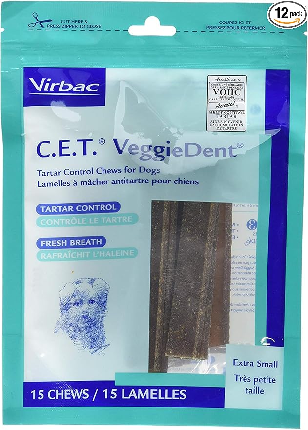 C.E.T. VeggieDent Dental Chews, Extra Small, 15 count