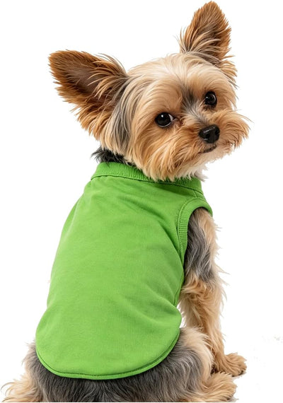 Green Dog Shirts Blank Puppy Outfit Cotton Small Animal Clothes Chihuahua Teddy Yorkie Apparel (Neck Girth 10.24'')