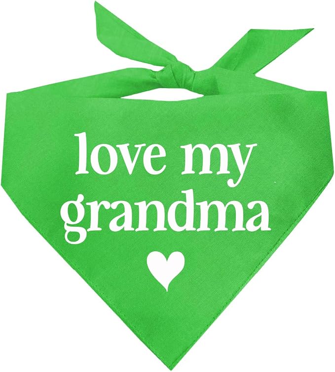 Love My Grandma Mother's Day, Valentine's Day Dog Bandana (Lime, XS 399)