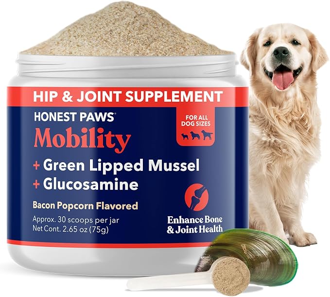 Glucosamine for Dogs – Joint & Mobility Supplement Powder with Green Lipped Mussel, Fish Oil & MSM – Supports Hip & Joint Health, Support Stiffness, Dog Supplies