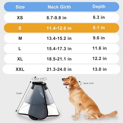 WinWeal Upgraded Soft Dog Cone Collar for Large Medium Dogs After Surgery – Adjustable Transparent Recovery Collar, Breathable Elizabethan E-Collar for Wound Healing & Anti-Licking (S, Black)