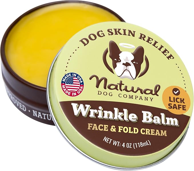 Wrinkle Balm for Dogs – Dog Skin Fold Balm for Bulldogs, Frenchies & Pugs, Moisturizing Face Fold Care for Warm Weather, Humid Summer Days & Daily Cleaning Routines, 4 oz Tin