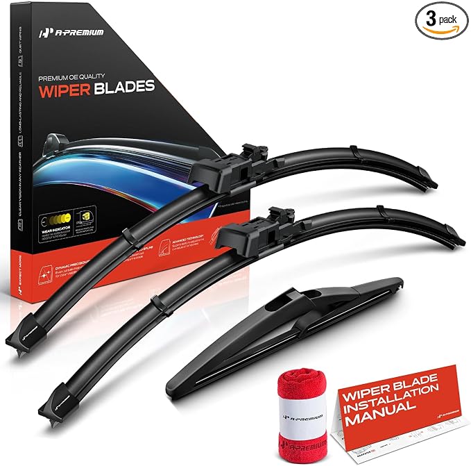 A-Premium 19"+20"+10" Windshield Wiper Blades with Wear Indicator & Towel | Compatible with Mini Cooper Countryman 2011-2016, Front Rear Wipers Blade Set for TL2/Snap Claw Arm Connector, Pack of 3