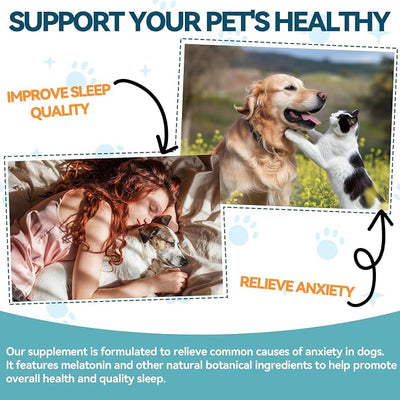 Melatonin for Pets, Dog Melatonin, Dog Sleep Supports, Melatonins for Cats, Supports Relaxation Dogs & Cat, Calm Behavior in Dogs, Helps Restful Sleep, Chicken Flavor 60ml