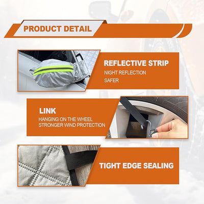 Car Windshield Snow Cover with Side Mirror and Hook, Winter Magnetic Windshield Sun Shade Foldable, Windshield Cover for Ice and Snow, Fit for Small Sedan, Compact SUV, (58"x47") Silver