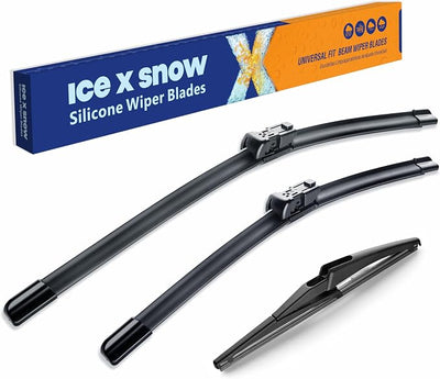 ICEXSNOW® Silicone Windshield Wiper Blades Replacement for 2022 2023 2024 Nissan Pathfinder (Pack of 3) Automotive Replacement Windshield Wiper Blades for My Car,26"+19"+10"(J)
