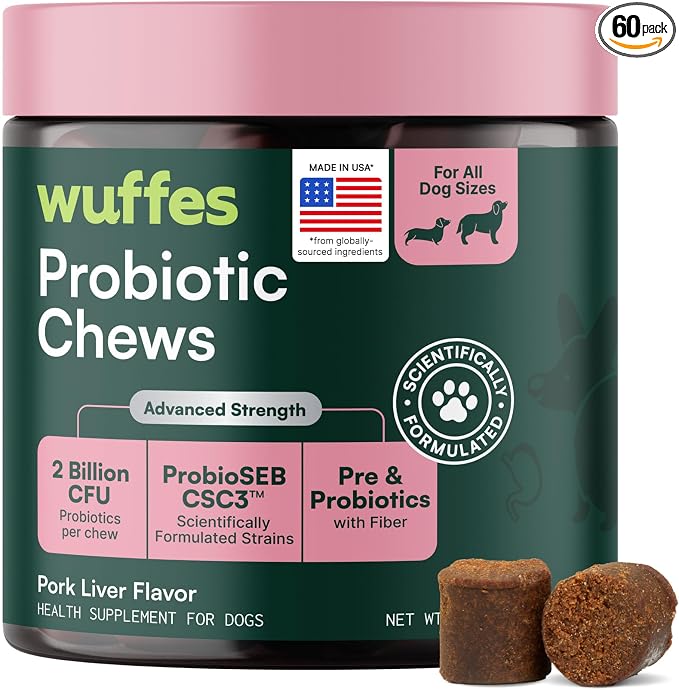 Daily Probiotic for Dogs - Supports Digestive Health, Gut Balance, and Immune System - with Prebiotics, Marshmallow Root, and Pumpkin Powder - 60 Soft Chews
