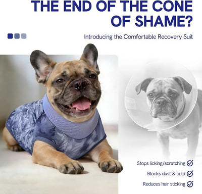SAWMONG Recovery Suit for Dogs Female Male, Cotton Breathable Dog Onesie After Surgery Spay Neuter, Professional Pet Surgical Suit, Substitute E-Collar Cone (Tie-dye Blue, 2XL)