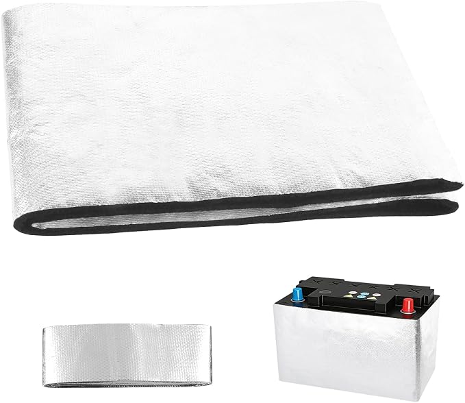 40 x7 Inch Universal Car Battery Insulation Blanket Kit with Aluminum Foil Tape,3mm Thick Acid Resistant Self-Adhesive Thermal Heat Shield Cover for Extreme Weather Protection for Vehicle Truck RV