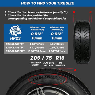 Snow Chains for Pickup Trucks & SUVs Off-road, Heavy Duty Quick Fit & Easy Installation Snow Tire Chains, Portable Reusable Emergency Tire Traction Chain, Set of 2 (HP2345)