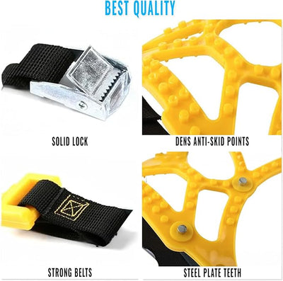 VaygWay Car Snow Tire Anti-Slip Chains - All Season Black Upgraded - Emergency Vehicle Tire Chains for Cars, SUVs, & Trucks (Yellow, 12 Pack)