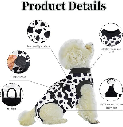 Dog Surgery Recovery Suit,Female Male Dog Onesie for Spay Neuter,Substitute E-Collar & Cone,Anti-Licking Breathable Onesie for Small Medium Large Dogs,Cow XXL