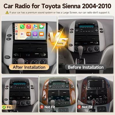 Leadfan Car Stereo for Toyota Sienna 2004 2005 2006 2007 2008 2009 2010 Linux Fast Boot Wireless CarPlay and Android Auto, 9 inch Touch Screen for Toyota Sienna Bluetooth FM 1280P Backup Camera SWC